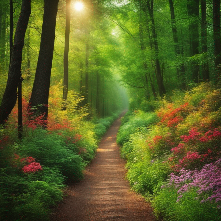 A peaceful path through a beautiful forest