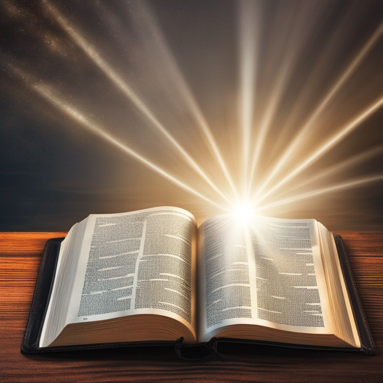 Bible with beam of light