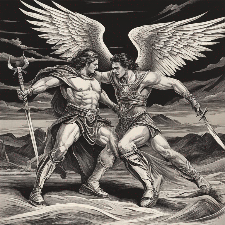 Angel and Demon in battle